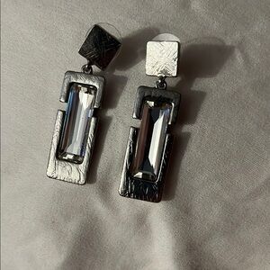 Chic Silver Rectangular Earrings